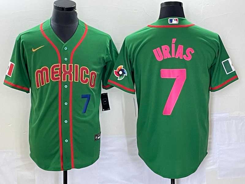 Men%27s Mexico Baseball #7 Julio Urias Number 2023 Green World Classic Stitched Jersey11->2023 world baseball classic->MLB Jersey